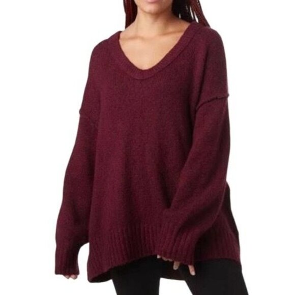 Free People Women’s Brookside Oversized Tunic Sweater Size XS Scoop Neck - Picture 1 of 11